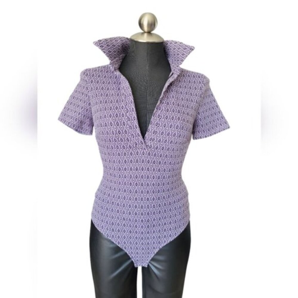 Preppy  Geometric Violet Purple Print Bodysuit ZARA Size Small